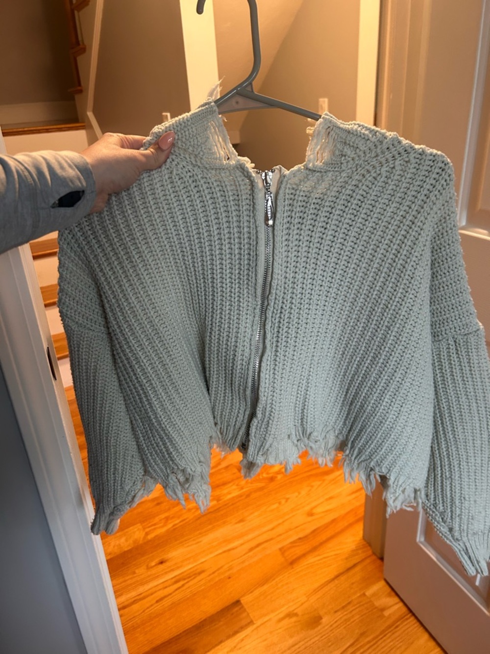 Chunky Knit Zip-Front Crop Women’s Sweater
